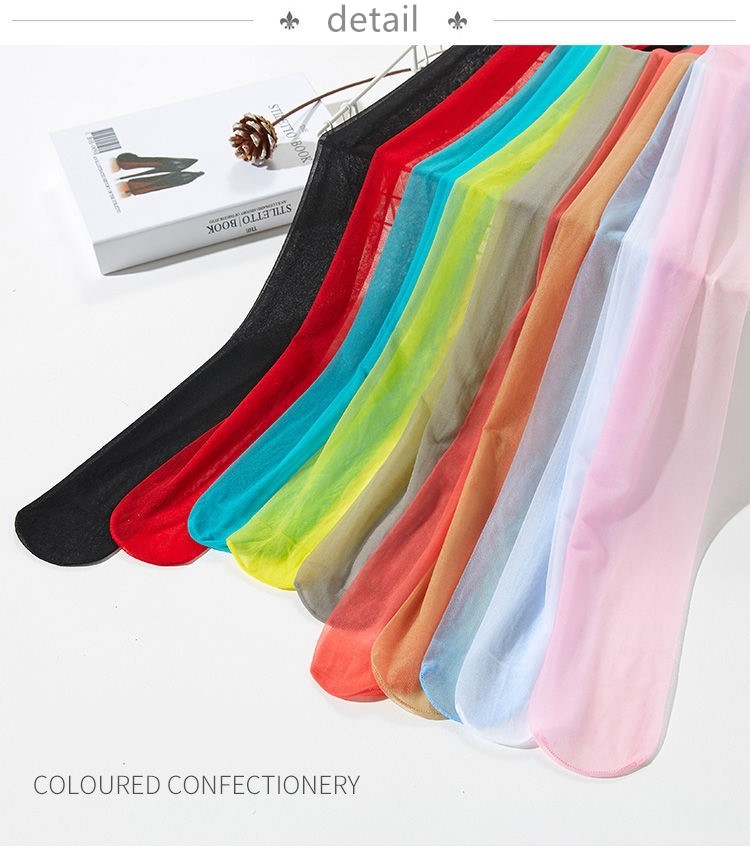 2025 Color Stockings Women&#039;s Anti-Snagging Transparent Candy Color Pantyhose Ultra-Thin White Leggings