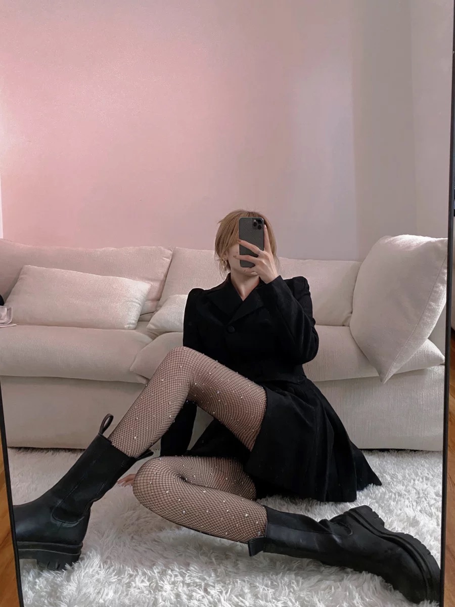 Spring and Summer Black Stockings Women's Thin Rhinestone Fishnet Stockings Rhinestone Sexy Socialite Anti-Snagging Leggings Pantyhose