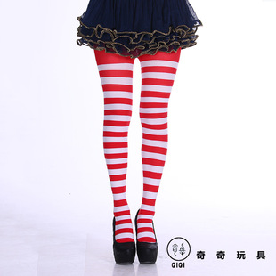 Cross the border for festive party costumes and props striped socks Halloween, Christmas rainbow COS pantyhose silk stockings