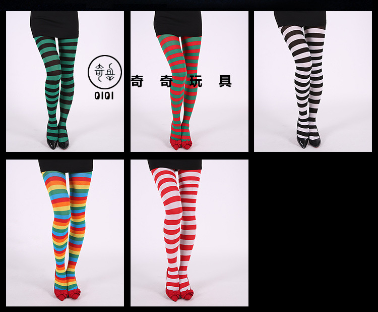 Cross the border for festive party costumes and props striped socks Halloween, Christmas rainbow COS pantyhose silk stockings