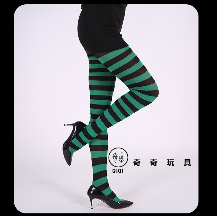 Cross the border for festive party costumes and props striped socks Halloween, Christmas rainbow COS pantyhose silk stockings