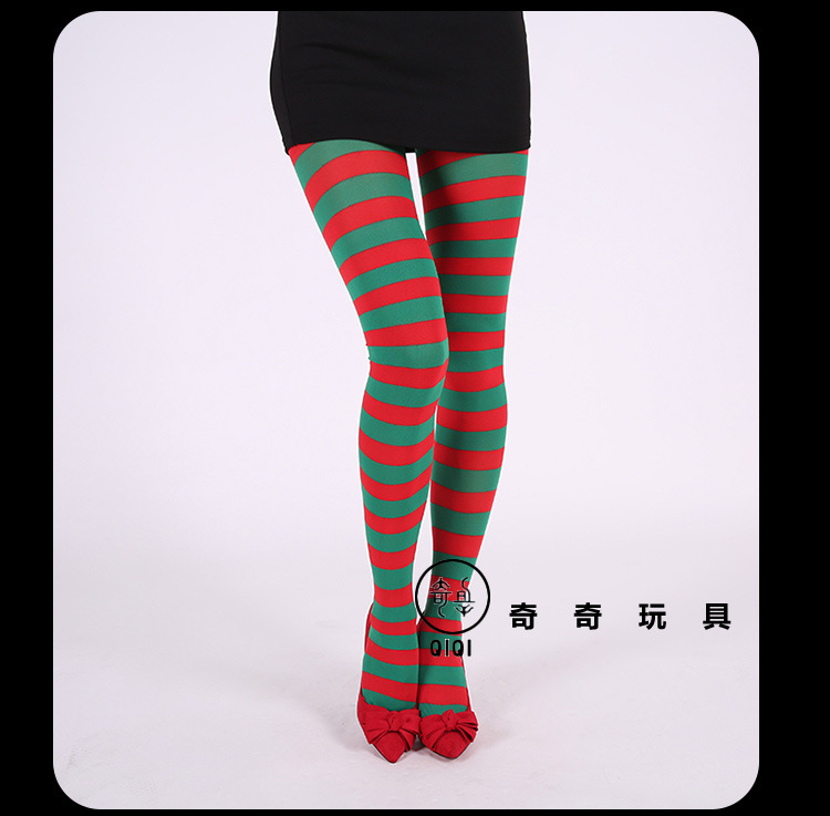 Cross the border for festive party costumes and props striped socks Halloween, Christmas rainbow COS pantyhose silk stockings