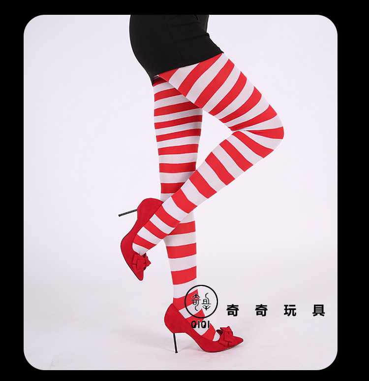 Cross the border for festive party costumes and props striped socks Halloween, Christmas rainbow COS pantyhose silk stockings