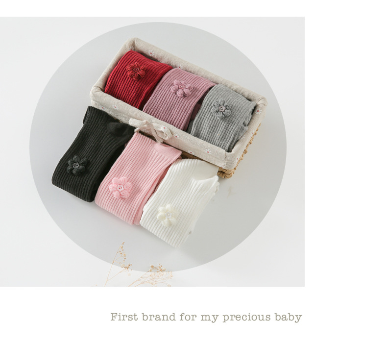 Korean version of dish cotton double-needle vertical strip leggings for children children children socks flower button pantyhose