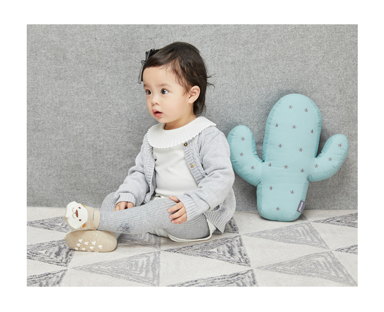 Korean version of dish cotton double-needle vertical strip leggings for children children children socks flower button pantyhose