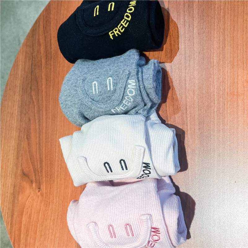 2021 Autumn Girls' High Elasticity Embroidered Smiley Sunken Stripe Slim Fit Leggings Baby Girls' Soft Glutinous Tight Trousers 2021 Autumn Girls' High Elasticity Embroidered Smiley Sunken Stripe Slim Fit Leggings Baby Girls' Soft Glutinous Tight Trousers