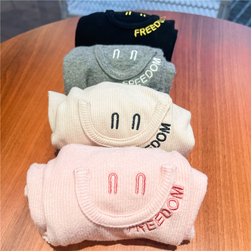 2021 Autumn Girls' High Elasticity Embroidered Smiley Sunken Stripe Slim Fit Leggings Baby Girls' Soft Glutinous Tight Trousers 2021 Autumn Girls' High Elasticity Embroidered Smiley Sunken Stripe Slim Fit Leggings Baby Girls' Soft Glutinous Tight Trousers