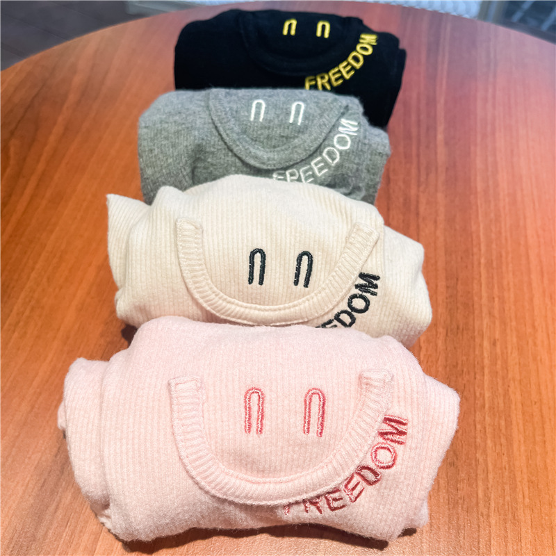 2021 Autumn Girls' High Elasticity Embroidered Smiley Sunken Stripe Slim Fit Leggings Baby Girls' Soft Glutinous Tight Trousers 2021 Autumn Girls' High Elasticity Embroidered Smiley Sunken Stripe Slim Fit Leggings Baby Girls' Soft Glutinous Tight Trousers