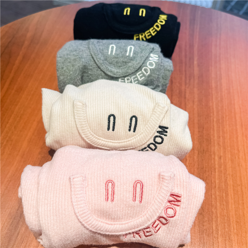 2021 Autumn Girls' High Elasticity Embroidered Smiley Sunken Stripe Slim Fit Leggings Baby Girls' Soft Glutinous Tight Trousers 2021 Autumn Girls' High Elasticity Embroidered Smiley Sunken Stripe Slim Fit Leggings Baby Girls' Soft Glutinous Tight Trousers