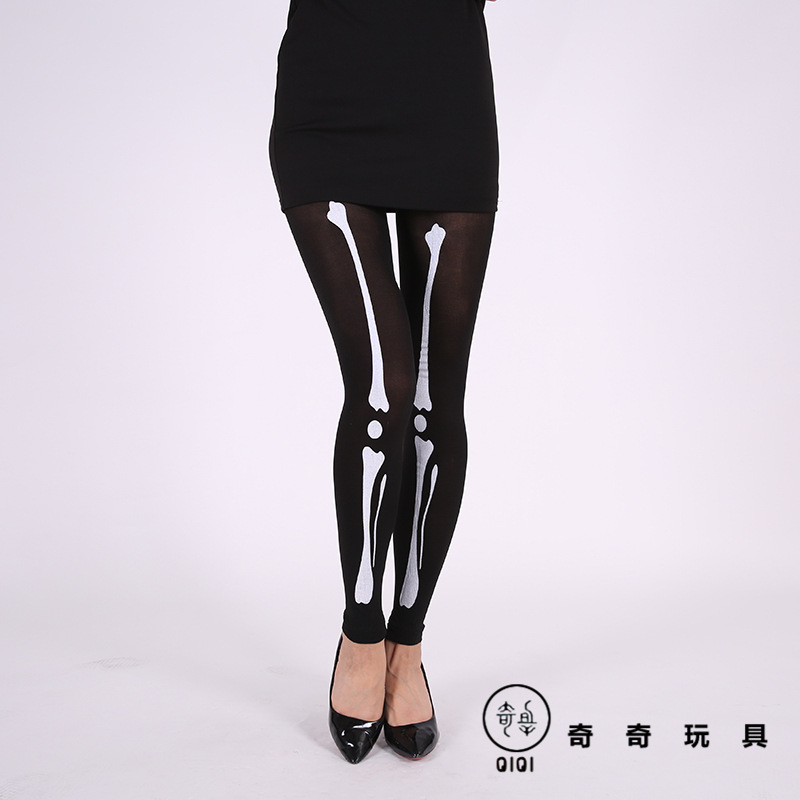 Halloween skeleton print pantyhose party Halloween masquerade role play leg bone stockings