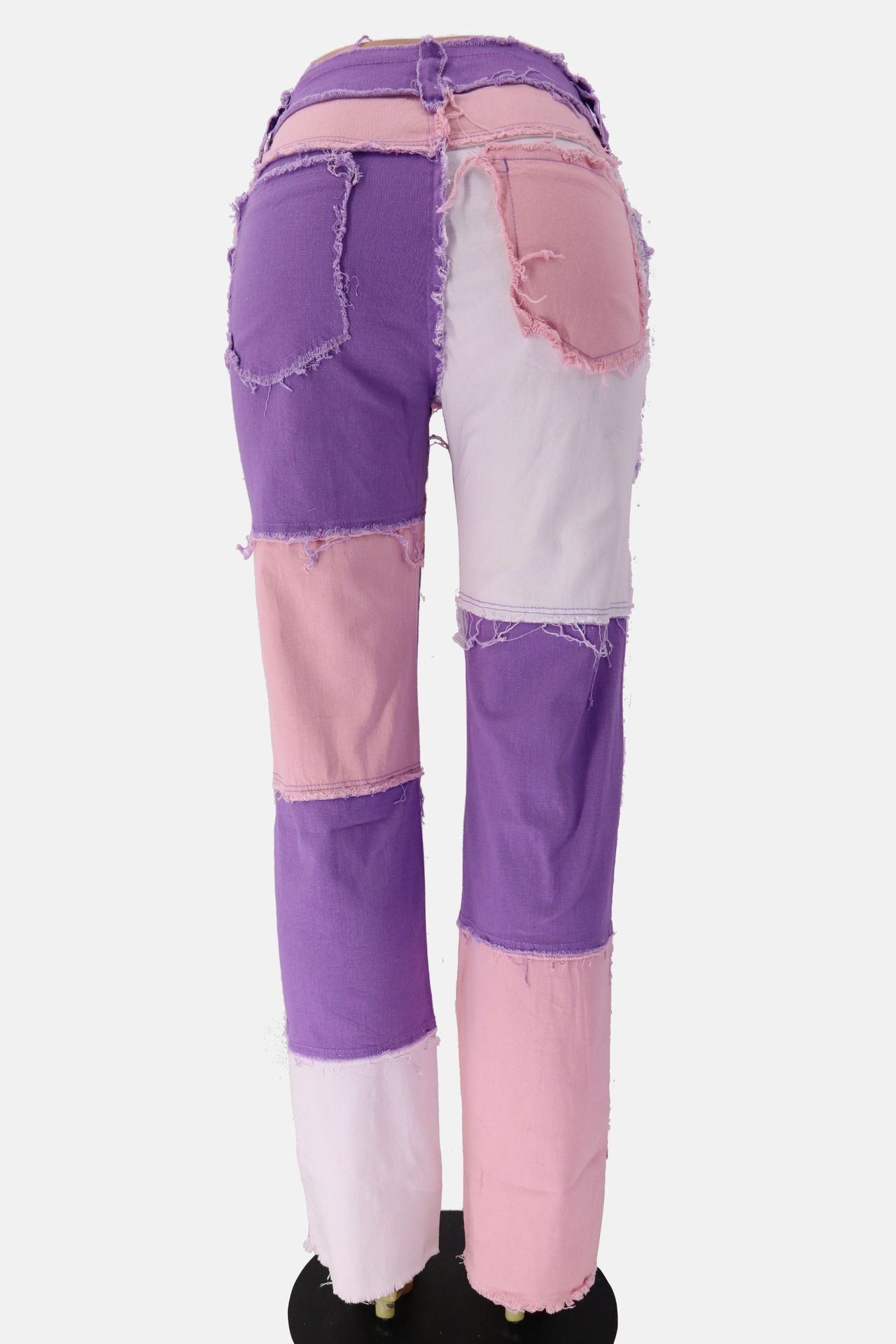 2020 Summer New Big Amazon Occident Fashion Variegated Stitching High Waist Tight Hip Women's Straight Denim Trousers 2020 Summer New Big Amazon Occident Fashion Variegated Stitching High Waist Tight Hip Women's Straight Denim Trousers