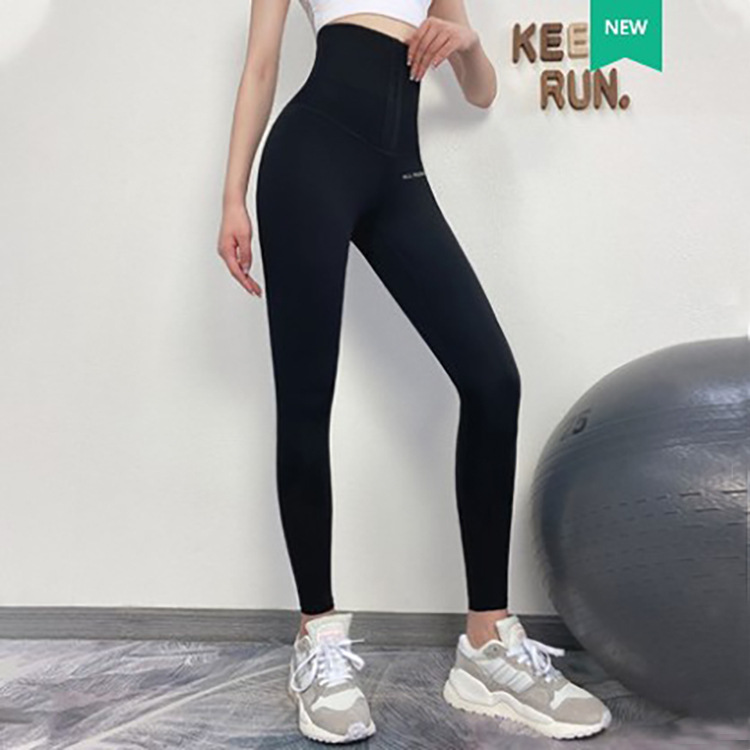 High Waist Tight plus Size Breasted Fitness Pants Women&#039;s Outer Wear Shark Skin Leggings Sports Hip-Lift and Belly Shaping Yoga Trousers