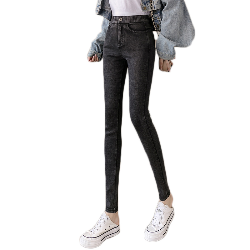 Leggings Women&#039;s Outer Wear Spring and Autumn Thin Cropped Feet Tight High Waist Slimming Small Black Trousers Black Stretch Magic Pants