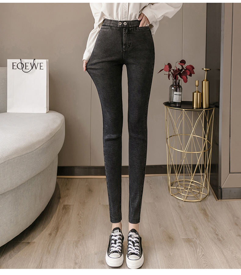 Leggings Women's Outer Wear Spring and Autumn Thin Cropped Feet Tight High Waist Slimming Small Black Trousers Black Stretch Magic Pants