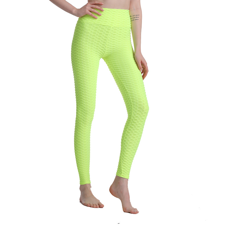 2021 New Yoga Bubble Pants Women's High Waist Hip Lift Peach Hip Tight Jacquard Sports Trousers Fitness Yoga Pants