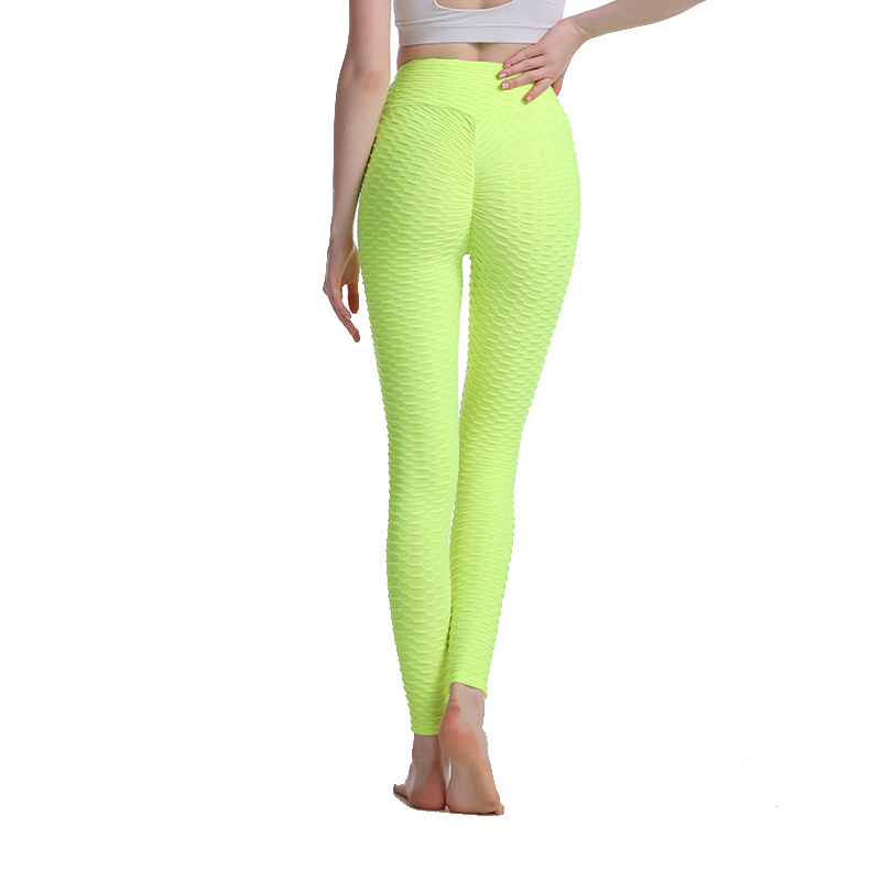 2021 New Yoga Bubble Pants Women's High Waist Hip Lift Peach Hip Tight Jacquard Sports Trousers Fitness Yoga Pants