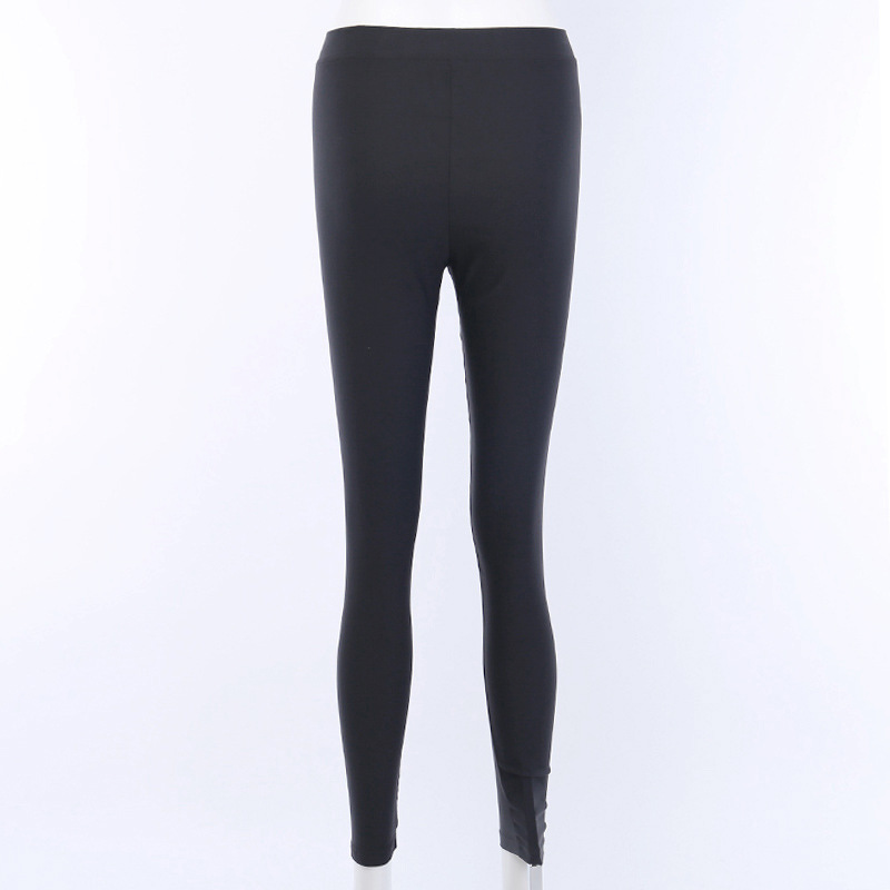 92382 European and American Autumn and Winter New Crescent Zipper High Waist Tight Skinny Trousers Women's Ins Casual Black Leggings