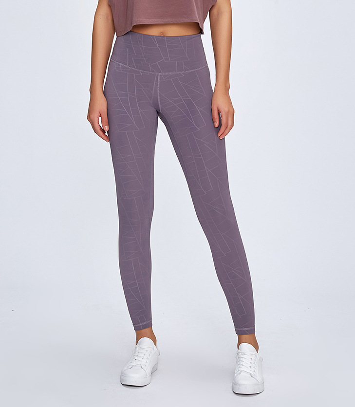 2020 Spring New Model Nude Yoga Pants Women's High Waist Hip Running Tight Elastic Feet Sports Fitness Trousers