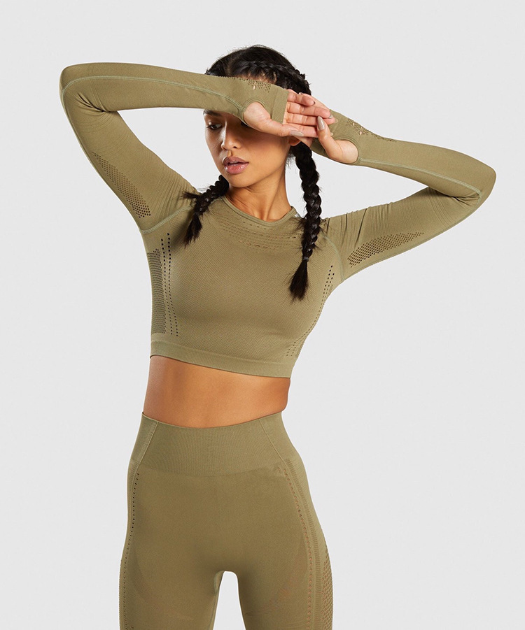Spot European and American Yoga Exercise Suit Hollow Breathable Tight Clothes Women's Running Workout Long Sleeve Trousers Two-Piece Set Spot European and American Yoga Exercise Suit Hollow Breathable Tight Clothes Women's Running Workout Long Sleeve Trousers Two-Piece Set