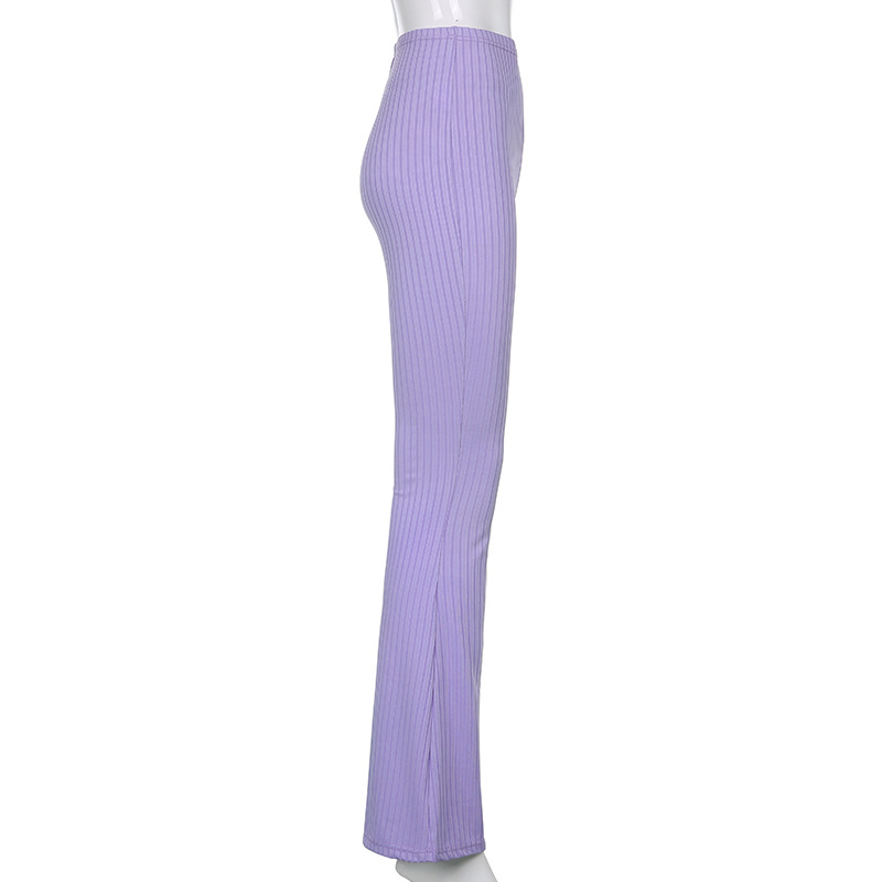 European and American Style 2021 New Women's Pants Fashion Pure Color Tight High-Waisted Boot-Cut Pants Female Stretch Casual Trousers
