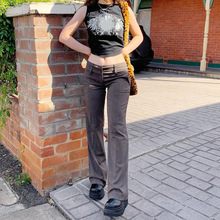 European and American Style 2021 New Women's Pants Fashion Pure Color Tight High-Waisted Boot-Cut Pants Women's Stretch Bottoming Casual Trousers