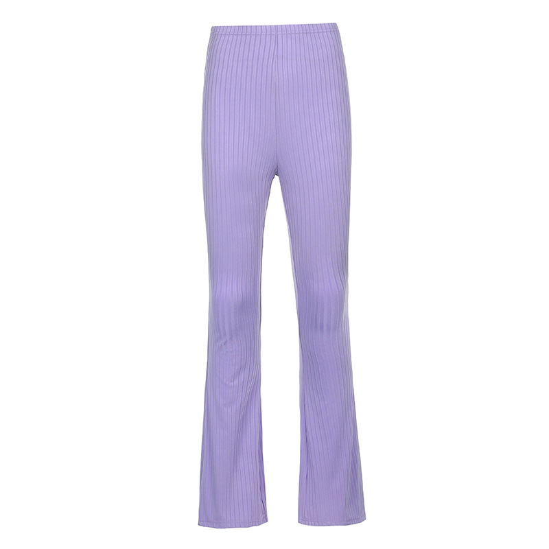European and American Style 2021 New Women&#039;s Pants Fashion Pure Color Tight High-Waisted Boot-Cut Pants Women&#039;s Stretch Bottoming Casual Trousers