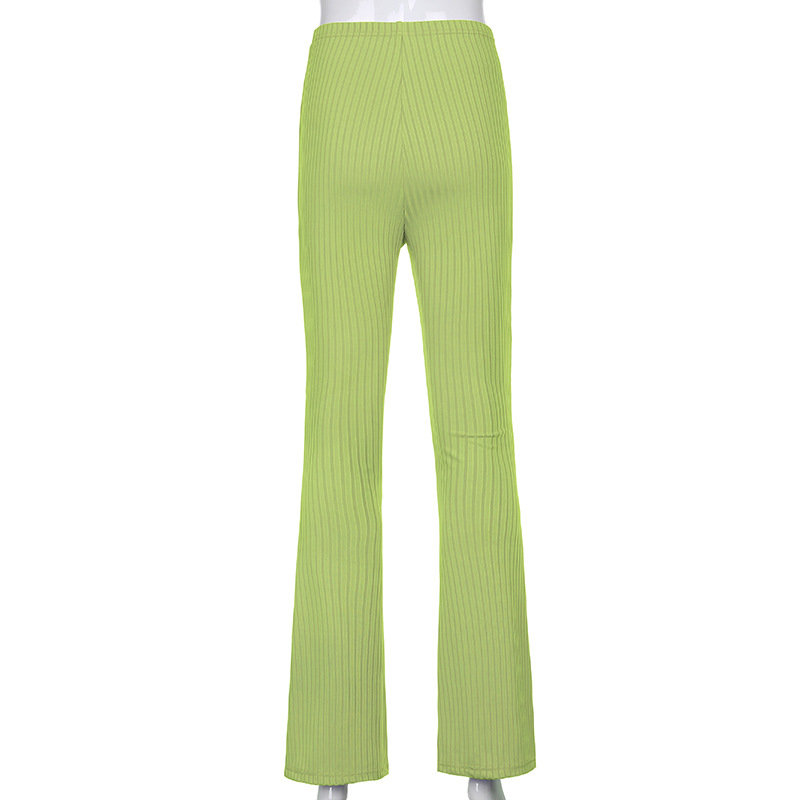 European and American Style 2021 New Women's Pants Fashion Pure Color Tight High-Waisted Boot-Cut Pants Women's Stretch Bottoming Casual Trousers