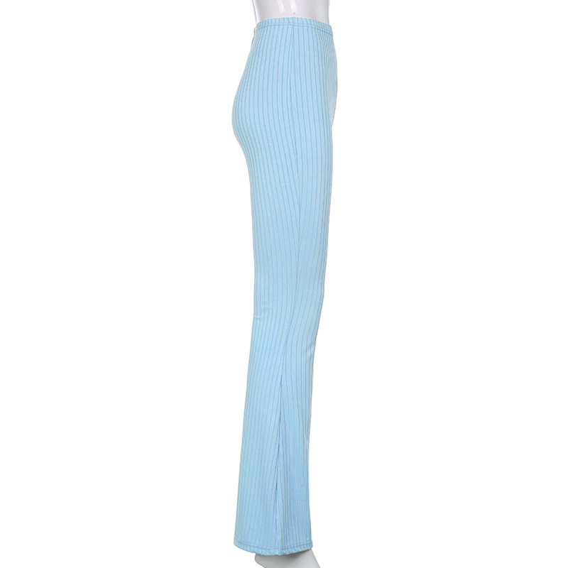 European and American Style 2021 New Women's Pants Fashion Pure Color Tight High-Waisted Boot-Cut Pants Women's Stretch Bottoming Casual Trousers