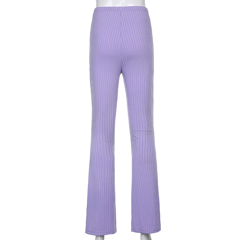 European and American Style 2021 New Women's Pants Fashion Pure Color Tight High-Waisted Boot-Cut Pants Women's Stretch Bottoming Casual Trousers