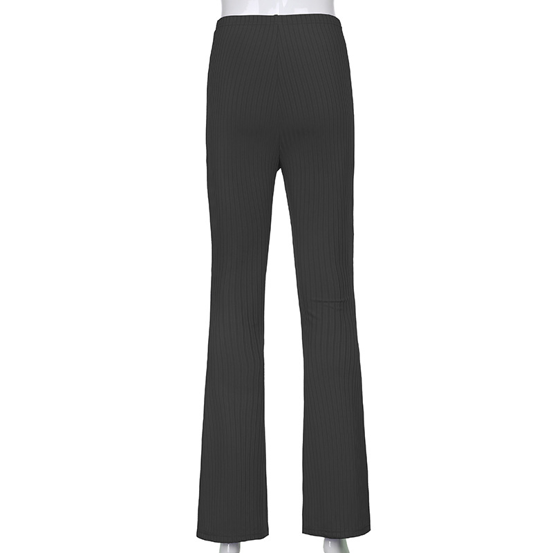 European and American Style 2021 New Women's Pants Fashion Pure Color Tight High-Waisted Boot-Cut Pants Women's Stretch Bottoming Casual Trousers