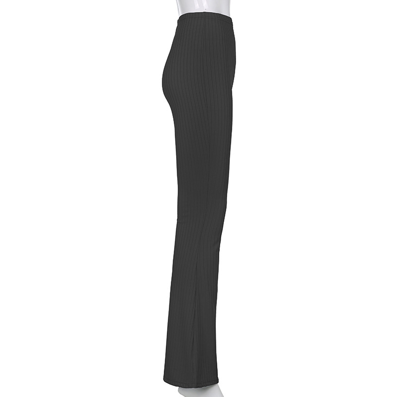European and American Style 2021 New Women's Pants Fashion Pure Color Tight High-Waisted Boot-Cut Pants Women's Stretch Bottoming Casual Trousers