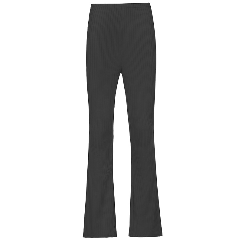 European and American Style 2021 New Women's Pants Fashion Pure Color Tight High-Waisted Boot-Cut Pants Women's Stretch Bottoming Casual Trousers