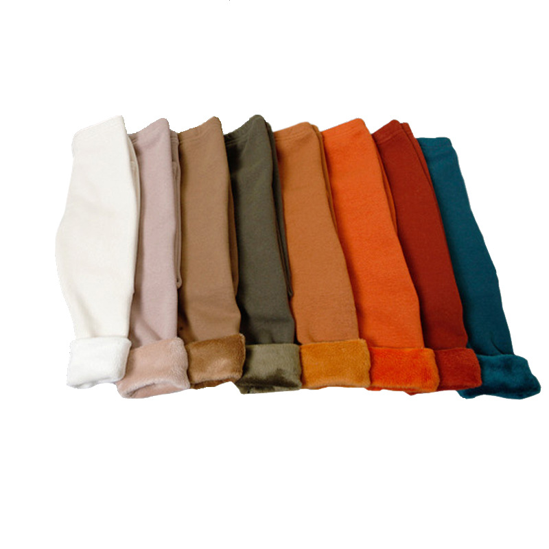 2021 Children&#039;s Leggings Fleece-Lined Thickened Girls&#039; Pants Korean Style Outer Wear Tight Stretch Trousers Single-Layer Fleece-Lined