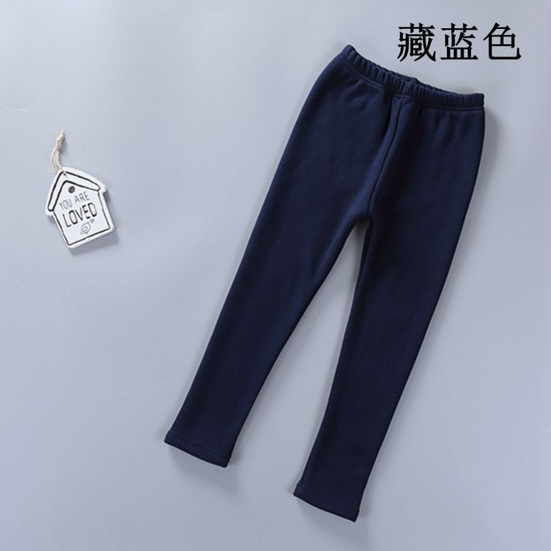 2021 Children's Leggings Fleece-Lined Thickened Girls' Pants Korean Style Outer Wear Tight Stretch Trousers Single-Layer Fleece-Lined