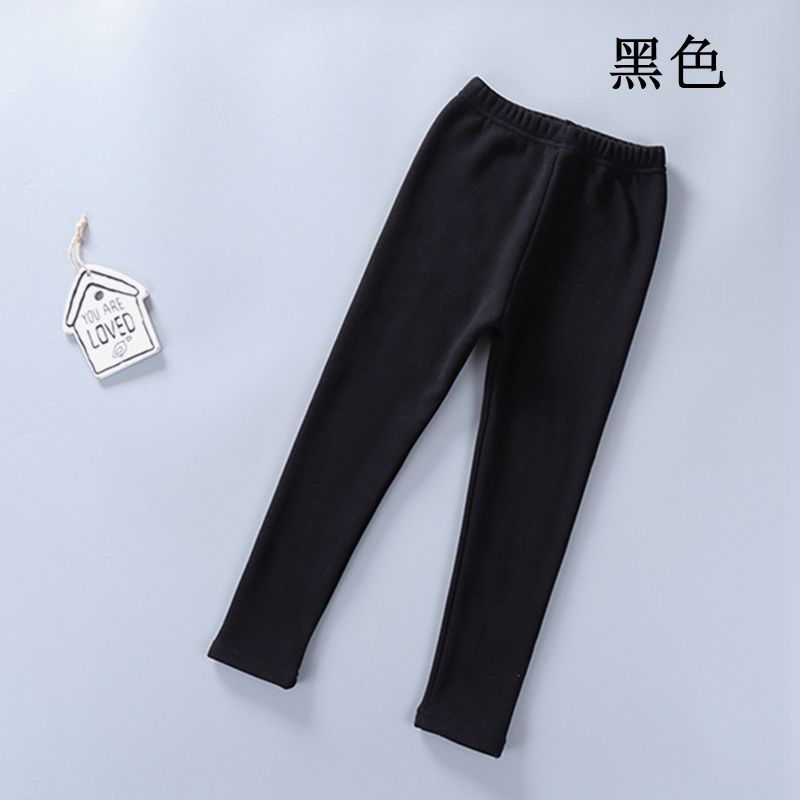 2021 Children's Leggings Fleece-Lined Thickened Girls' Pants Korean Style Outer Wear Tight Stretch Trousers Single-Layer Fleece-Lined