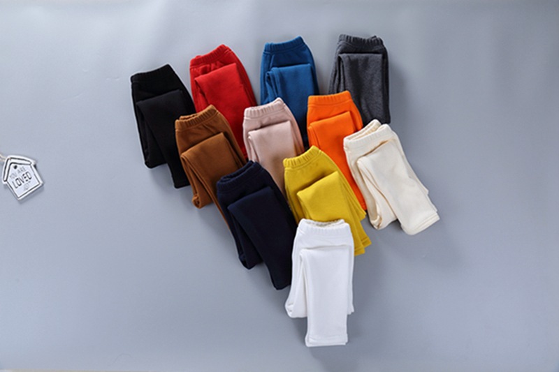 2021 Children's Leggings Fleece-Lined Thickened Girls' Pants Korean Style Outer Wear Tight Stretch Trousers Single-Layer Fleece-Lined