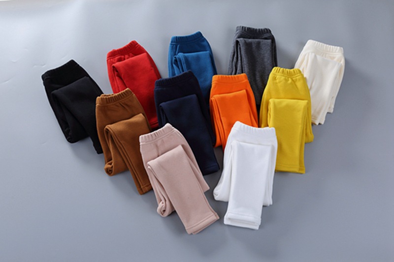 2021 Children's Leggings Fleece-Lined Thickened Girls' Pants Korean Style Outer Wear Tight Stretch Trousers Single-Layer Fleece-Lined