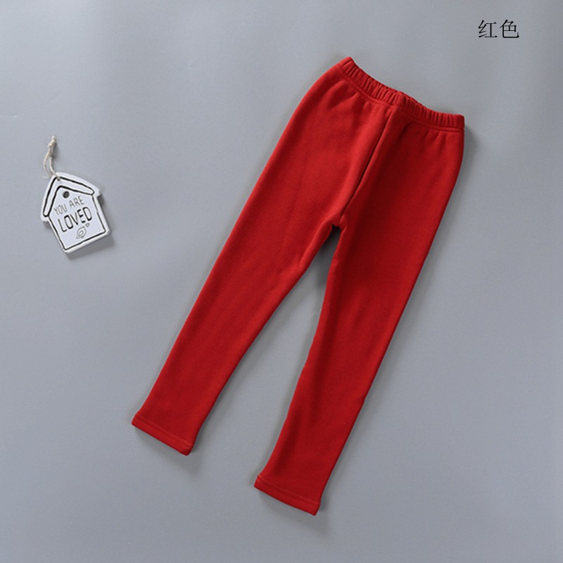 2021 Children's Leggings Fleece-Lined Thickened Girls' Pants Korean Style Outer Wear Tight Stretch Trousers Single-Layer Fleece-Lined