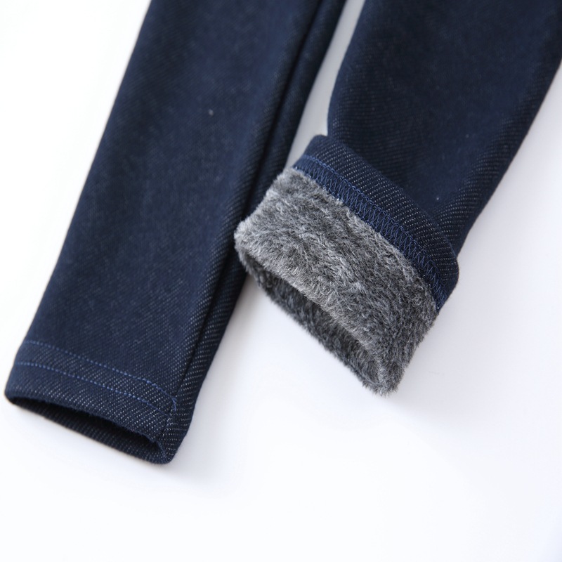 2021 Children's Leggings Fleece-Lined Thickened Girls' Pants Korean Style Outer Wear Tight Stretch Trousers Single-Layer Fleece-Lined