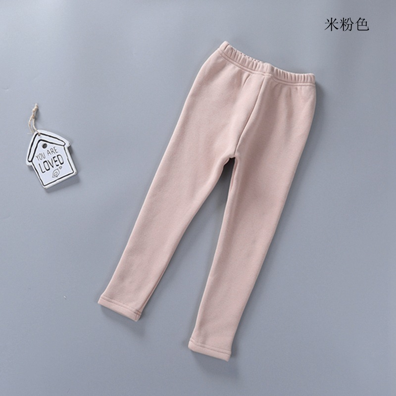 2021 Children's Leggings Fleece-Lined Thickened Girls' Pants Korean Style Outer Wear Tight Stretch Trousers Single-Layer Fleece-Lined