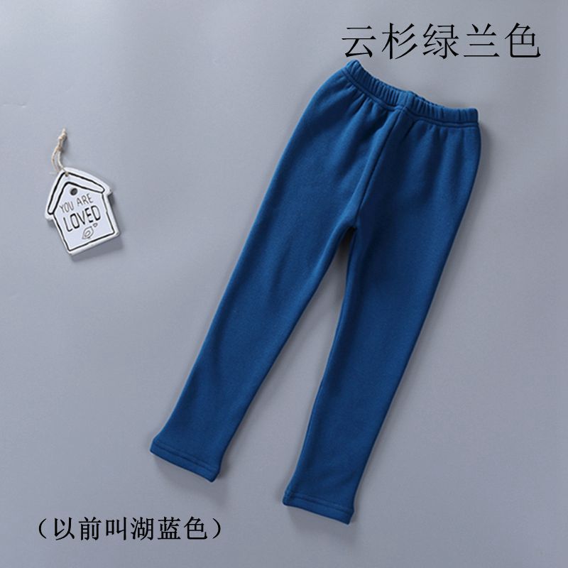 2021 Children's Leggings Fleece-Lined Thickened Girls' Pants Korean Style Outer Wear Tight Stretch Trousers Single-Layer Fleece-Lined