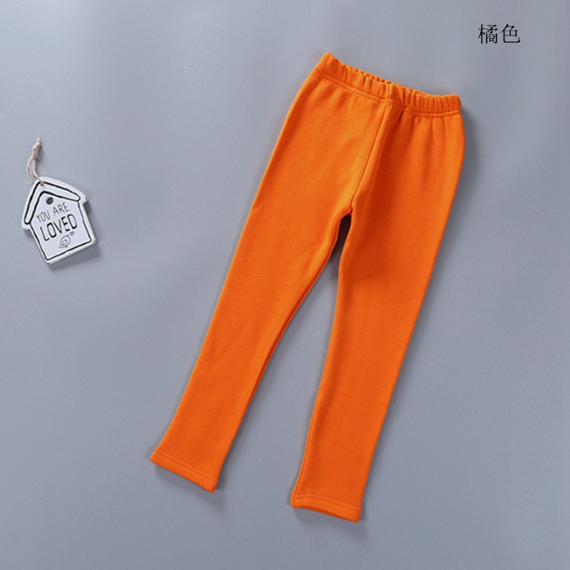 2021 Children's Leggings Fleece-Lined Thickened Girls' Pants Korean Style Outer Wear Tight Stretch Trousers Single-Layer Fleece-Lined