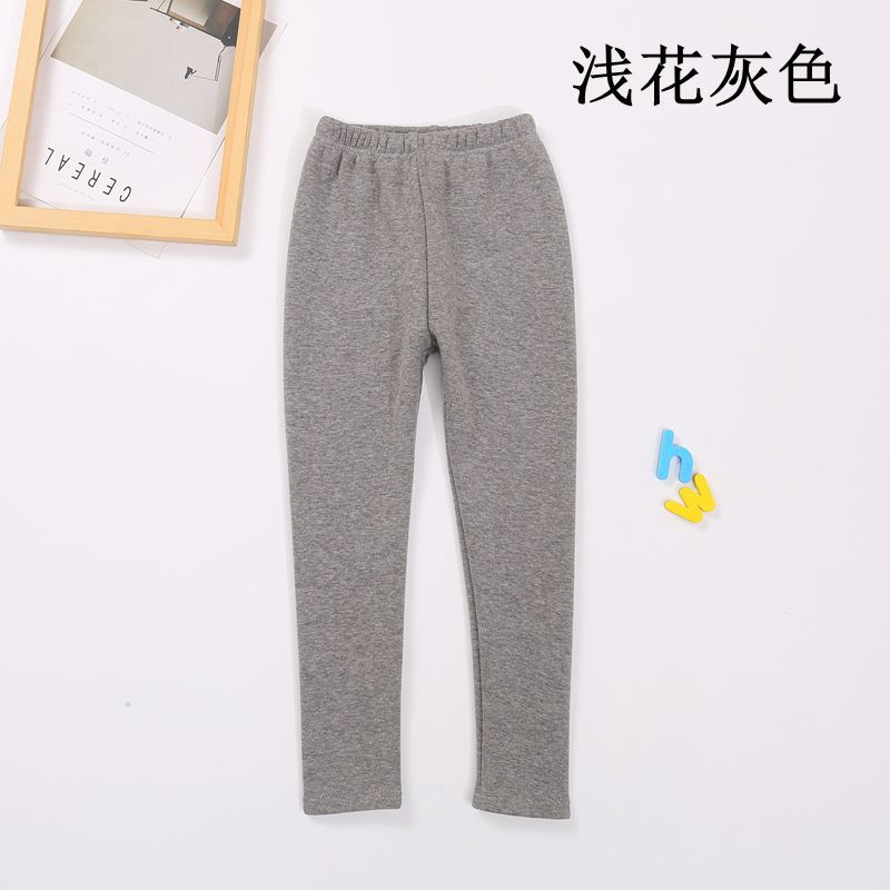 2021 Children's Leggings Fleece-Lined Thickened Girls' Pants Korean Style Outer Wear Tight Stretch Trousers Single-Layer Fleece-Lined