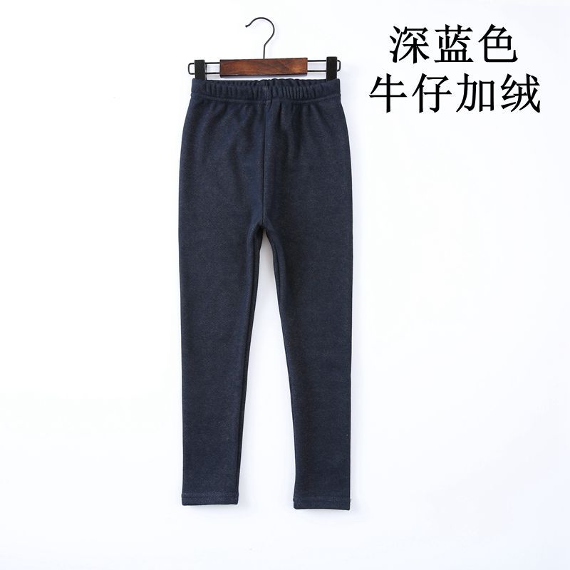 2021 Children's Leggings Fleece-Lined Thickened Girls' Pants Korean Style Outer Wear Tight Stretch Trousers Single-Layer Fleece-Lined