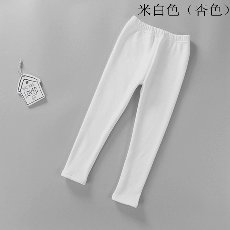 2021 Children's Leggings Fleece-Lined Thickened Girls' Pants Korean Style Outer Wear Tight Stretch Trousers Single-Layer Fleece-Lined