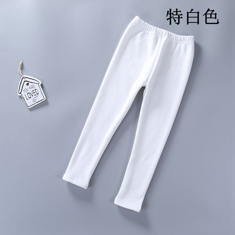 2021 Children's Leggings Fleece-Lined Thickened Girls' Pants Korean Style Outer Wear Tight Stretch Trousers Single-Layer Fleece-Lined