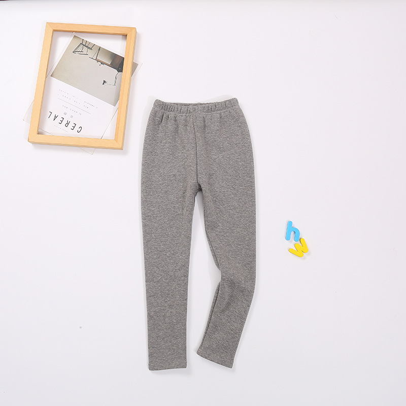 2021 Children's Leggings Fleece-Lined Thickened Girls' Pants Korean Style Outer Wear Tight Stretch Trousers Single-Layer Fleece-Lined