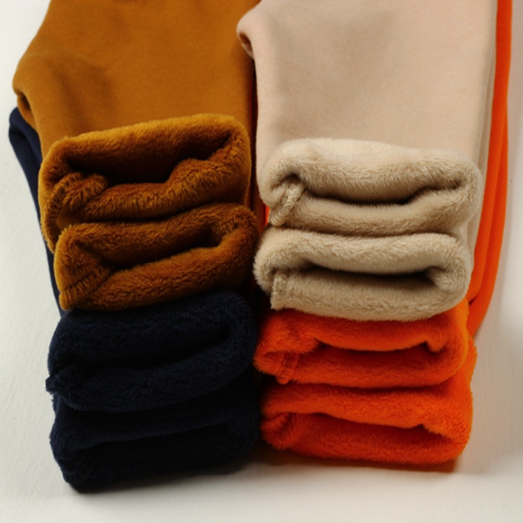 Autumn and Winter Children&#039;s Leggings Fleece-Lined Thick Warm Pants Korean Girls Solid Color Crawler Outer Wear Tight Stretch Trousers