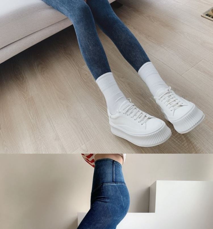 Tiktok Khaki Fleece-Lined Denim Weight Loss Pants High Waist Shaping Women's Yoga Tight Tappered Pencil Bottoming Trousers
