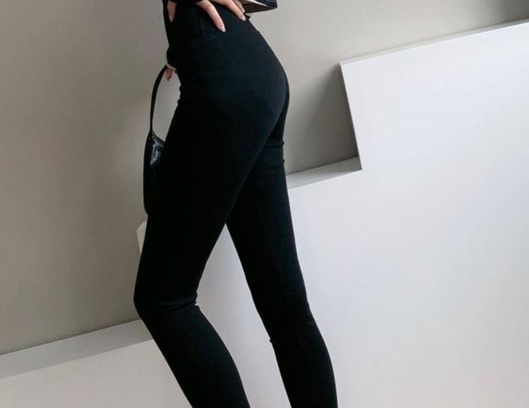 Tiktok Khaki Fleece-Lined Denim Weight Loss Pants High Waist Shaping Women's Yoga Tight Tappered Pencil Bottoming Trousers